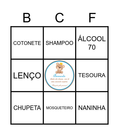 BINGUINHO DO BÊ Bingo Card
