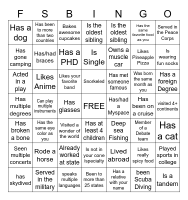 Icebreaker Bingo: Find Someone that Bingo Card
