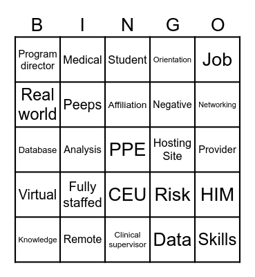 PPE Bingo Card