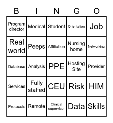 PPE Bingo Card