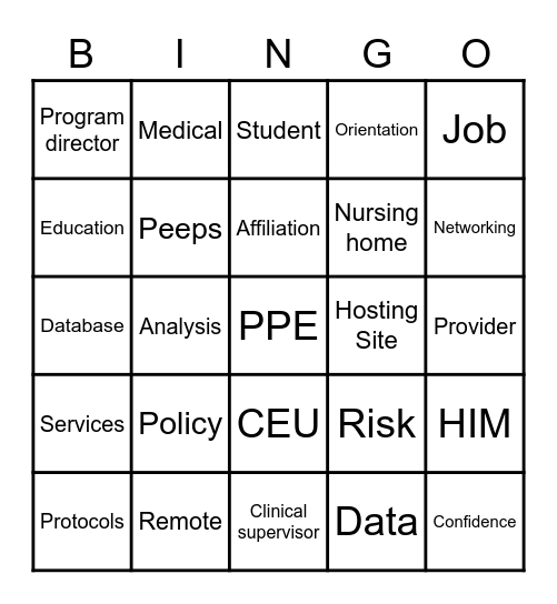 PPE Bingo Card
