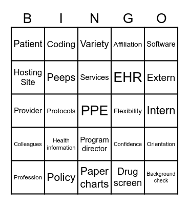PPE Bingo Card