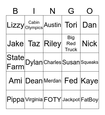 WE-WA-ME-NA Bingo Card