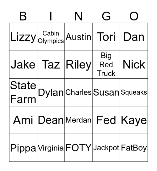 WE-WA-ME-NA Bingo Card