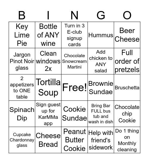 2016 Mellow Bingo Card