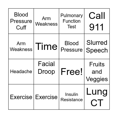 Healthy Bingo Card