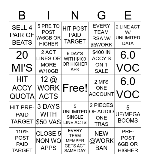 Raymore January Binge Bingo Card