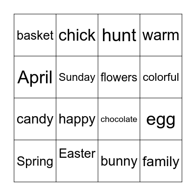 Easter Bingo Card