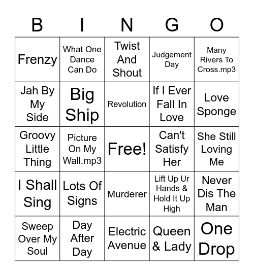 REGGAE BINGO 3 Bingo Card