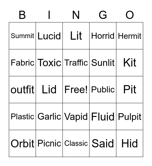 Phonic Bingo Card
