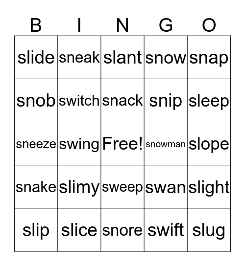 S Blends Bingo Card