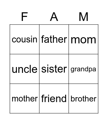 Family BINGO Card