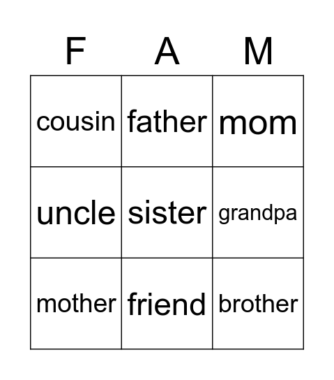 Family BINGO Card