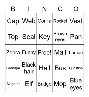 C4 Lesson 3 Book E Bingo Card
