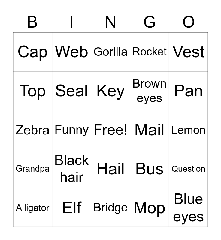 C4 Lesson 3 Book E Bingo Card