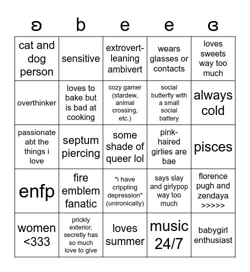 bee's bingo <3 Bingo Card