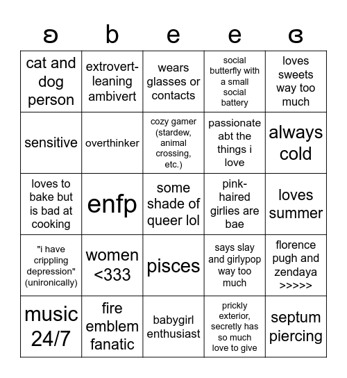 bee's bingo <3 Bingo Card