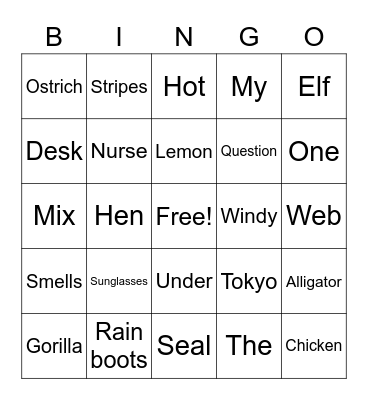 C5 plus Lesson 3 Book E Bingo Card