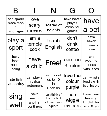 I AM UNIQUE!? Bingo Card