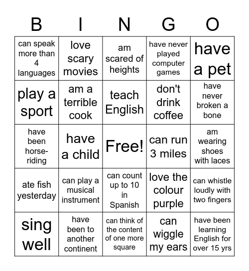 I AM UNIQUE!? Bingo Card