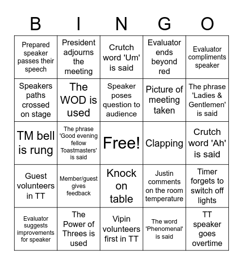 OTTERs Bingo! Bingo Card