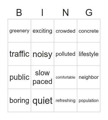 Gr4.1 - Interactions Chapter 1 Bingo Card