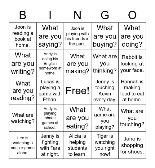 Roots B What are you ___? Bingo Card