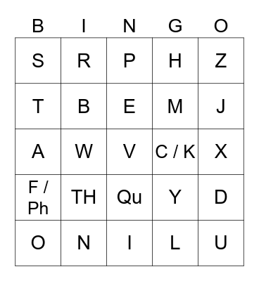 Phonics BINGO (All sounds) Bingo Card
