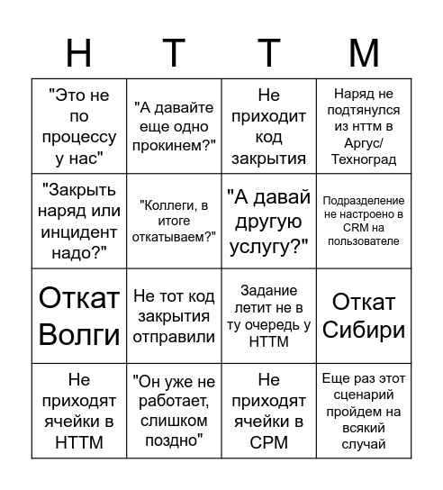 АкТиВаЦиЯ Bingo Card