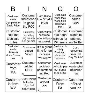 Name:_____________Disco Bingo (please provide acct. # for anything with a______ at the bottom) 1 Square Per Account Bingo Card