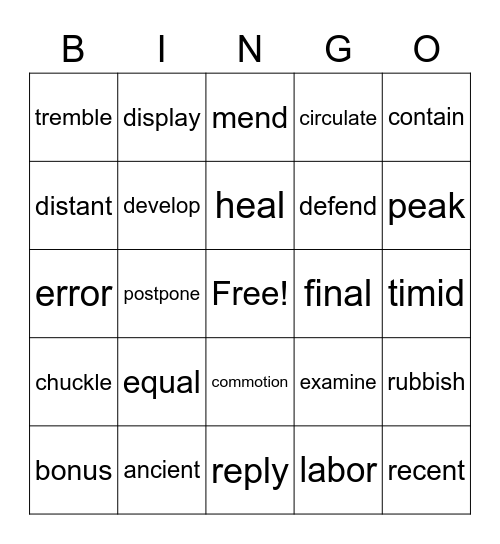 Bingo Card