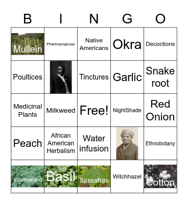 African American Medicinal Plants Bingo Card