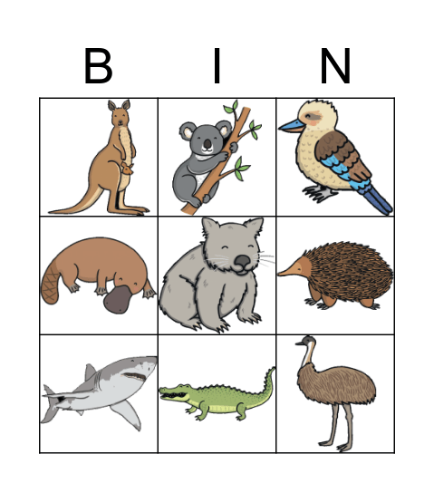 Bingo Australië Bingo Card