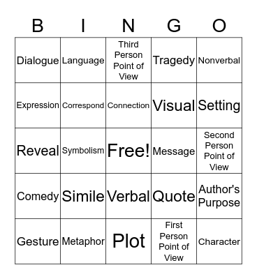 Poetry Bingo Card