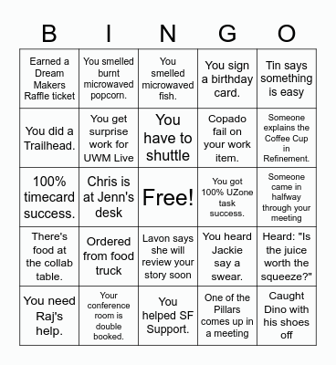 Team Cloudy Bingo Card