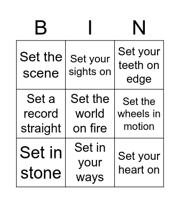Idioms with set Bingo Card