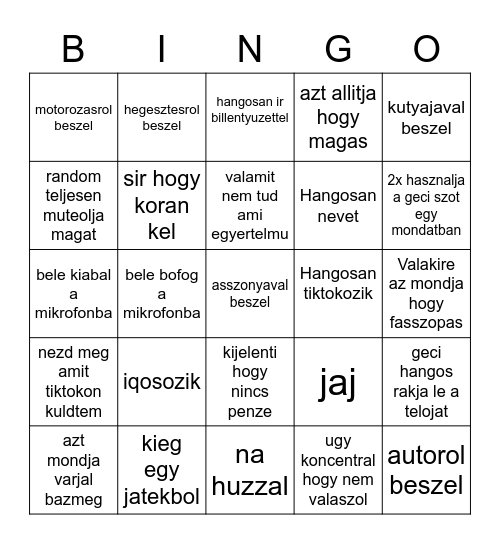 Joci bingo2 Bingo Card