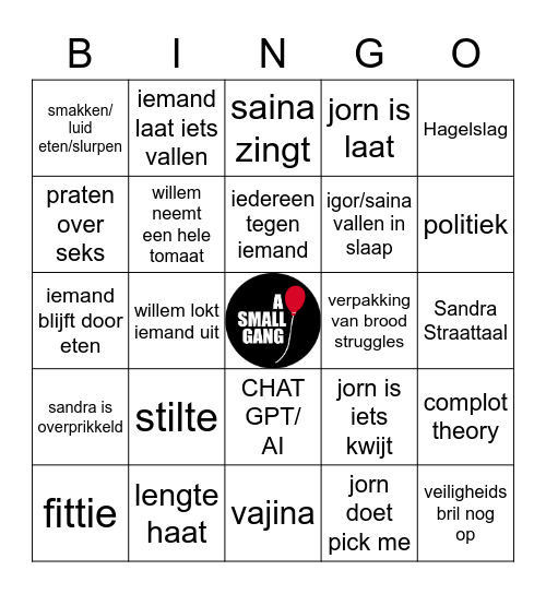 Lunch bingo Card