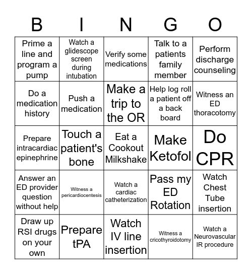 ED Bingo Card