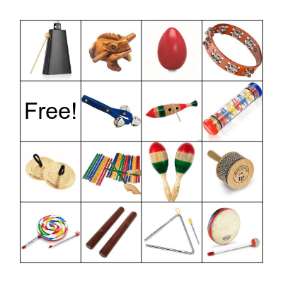 Classroom Percussion Bingo Card