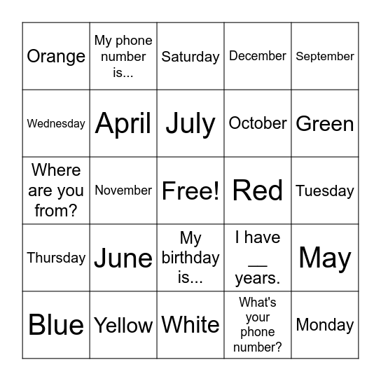 Bingo Card