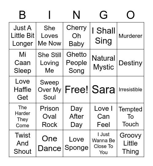 REGGAE BINGO 3 Bingo Card