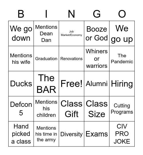State of The School Bingo Card