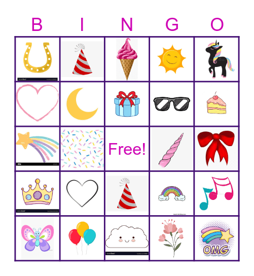 Unicorn Bingo Card