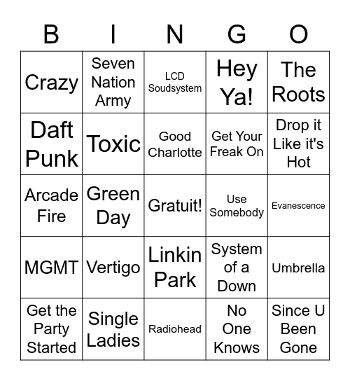 2000's Bingo Card