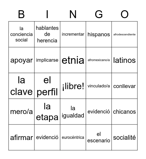 Heritage 1-Sems 2 Bingo Card