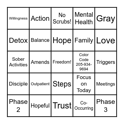 FWC Bingo Card