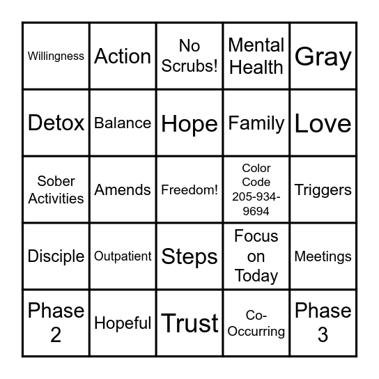 FWC Bingo Card