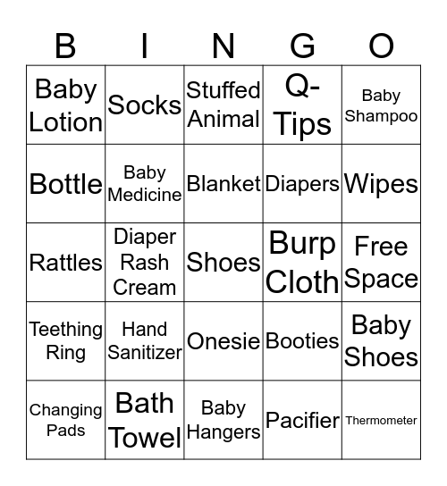 Esra's Baby Shower Bingo Card