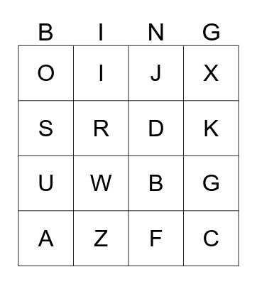 ALPHABET BINGO Card